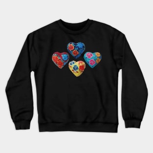 Mexican wooden heart oaxacan hand painted flower milagrito turquoise hot pink folk art interior design Crewneck Sweatshirt